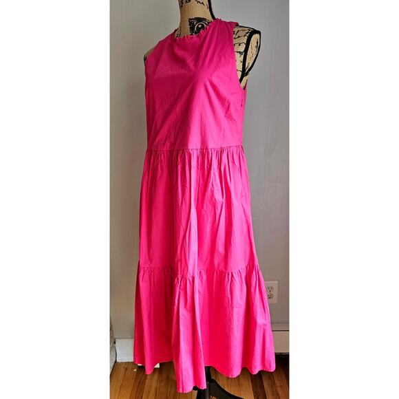 J. Crew Sleeveless Tiered Dress Ruffled Shirred Pockets, Pink, Feminine, Sz 6 - Picture 5 of 9